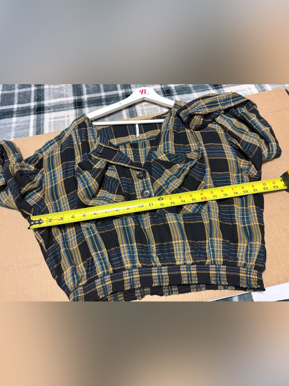 Free People It's The Good Life Plaid Cropped Blouse Boho Lagenlook Slouchy - Picture 7 of 9